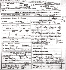 Brown, Emily Berens death certificate